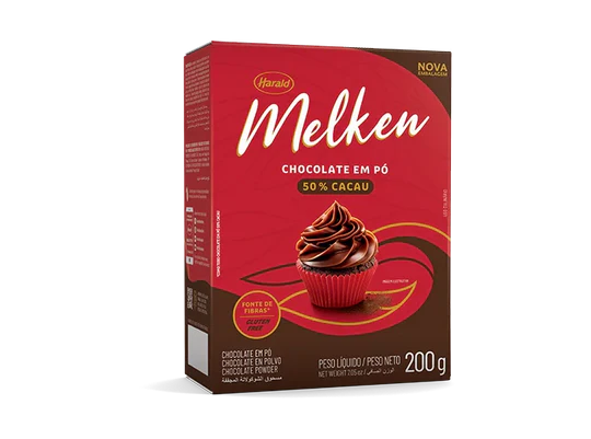 Chocolate em pó 50% Cacau Melken 200 gr